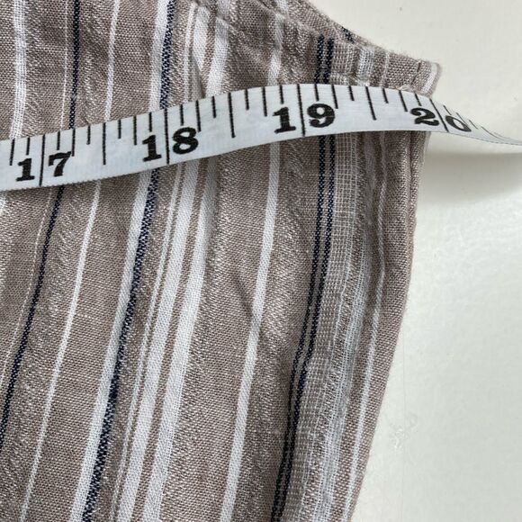 MIMI CHICA L Linen Blend TIE UP shoulder Striped Wide Leg Slit Leg Jumper - Picture 5 of 13